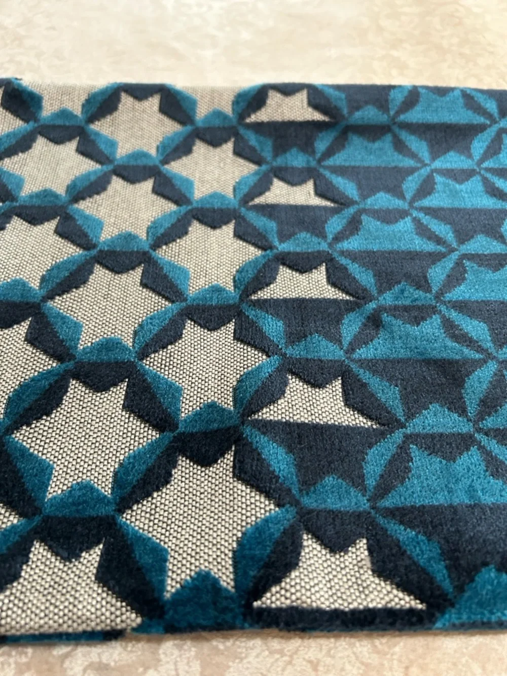 West Elm~ Blue Cut Velvet Star Lumbar Pillow Cover